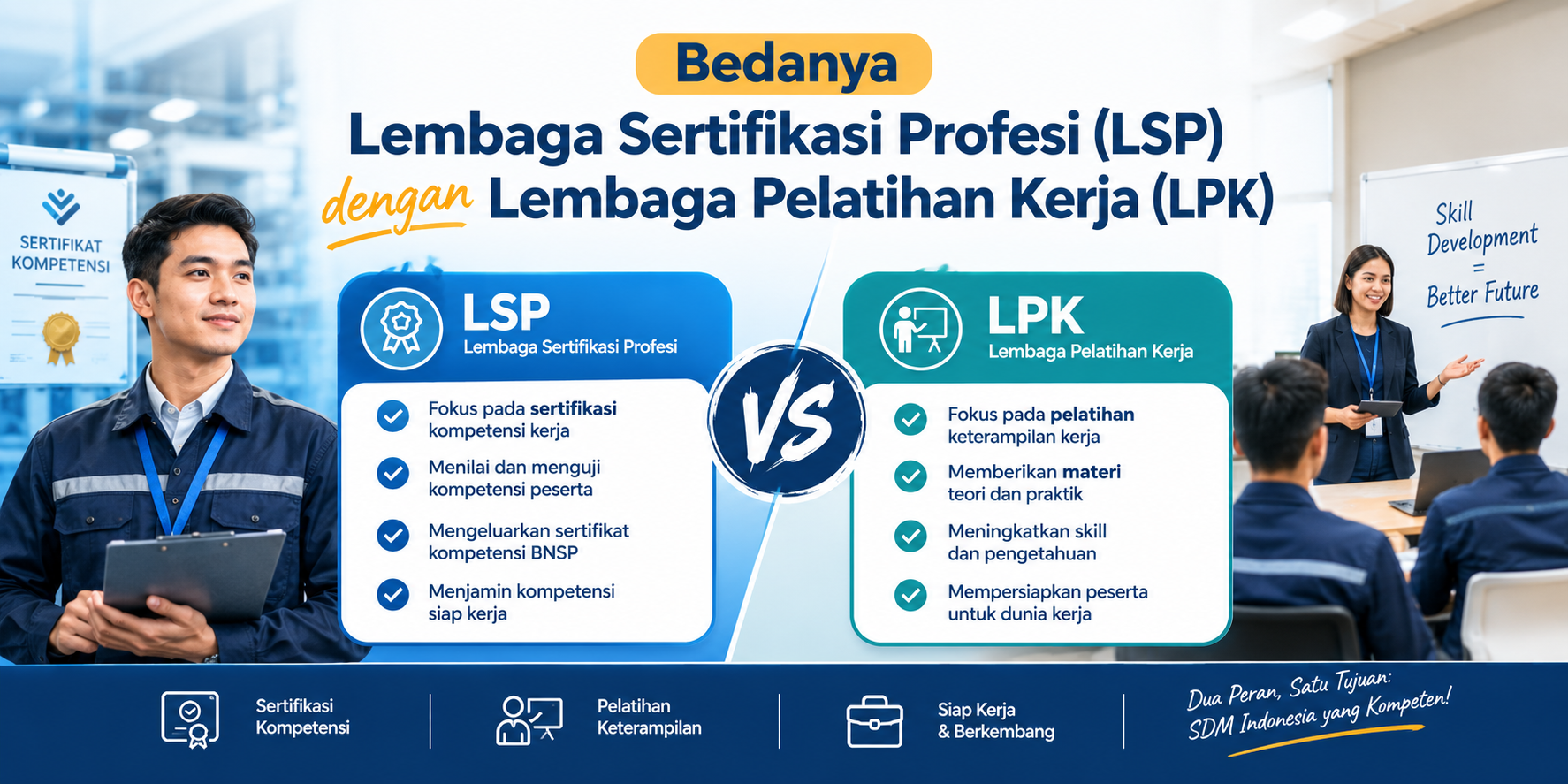 Bedanya Lembaga Sertifikasi Profesi (LSP) dengan Lembaga Pelatihan Kerja (LPK)